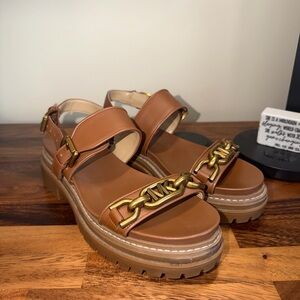 Michael Kors Tan Sandals with Gold Accents